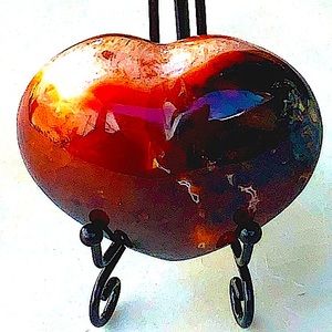 CARNELIAN HEART 3 1/2 IN PUFFY CHUNKY DRUZY CARVED NATURAL GEMSTONE NEW ENERGY